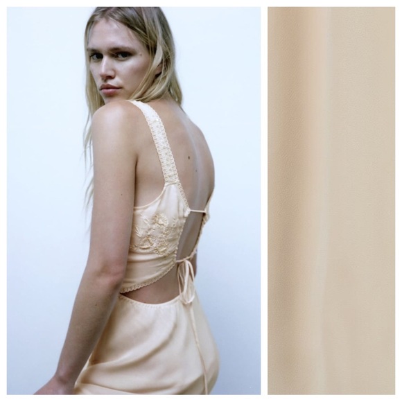 NWT. Zara Cream 100% Viscose Embraided Long Dress. Size S. - Picture 6 of 13